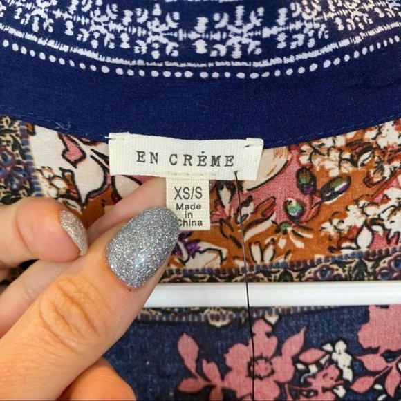 New with Tags En Crème Long Sleeved Mixed Print Short Kimono Size XS/S - Picture 9 of 12